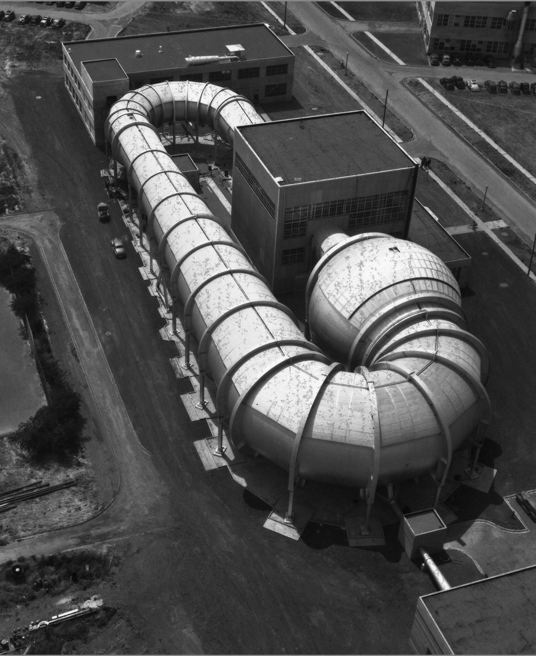 NACA photographer Aerial view newly completed NACA Ames Research Center 12ft Pressure Wind Tunnel N-206