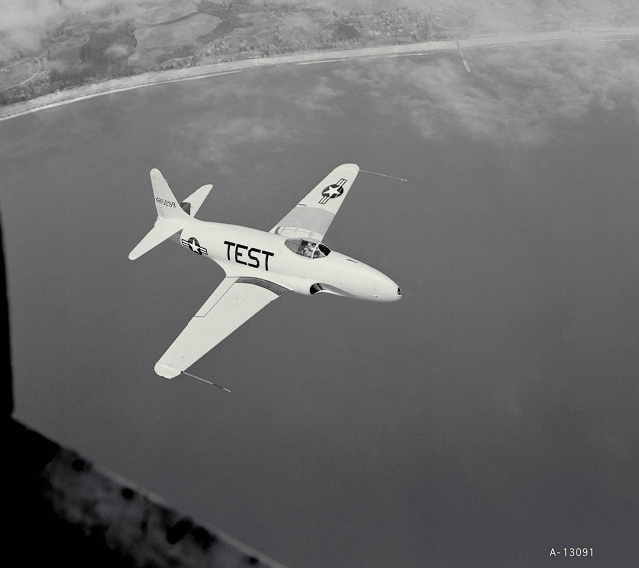 Investigation of Flying Qualities on the Lockheed P-80A airplane plan view  Note:  Used in publication in Flight Research at Ames;  57 Years of Development and Validation of Aeronautical Technology