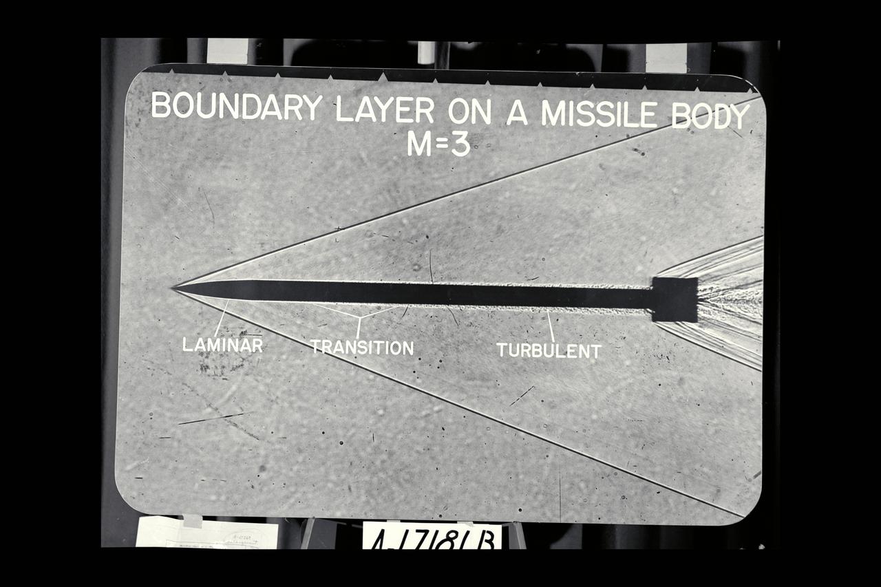 NACA Photographer Shadowgraph: Boundary Layer on Missile body @ M-3