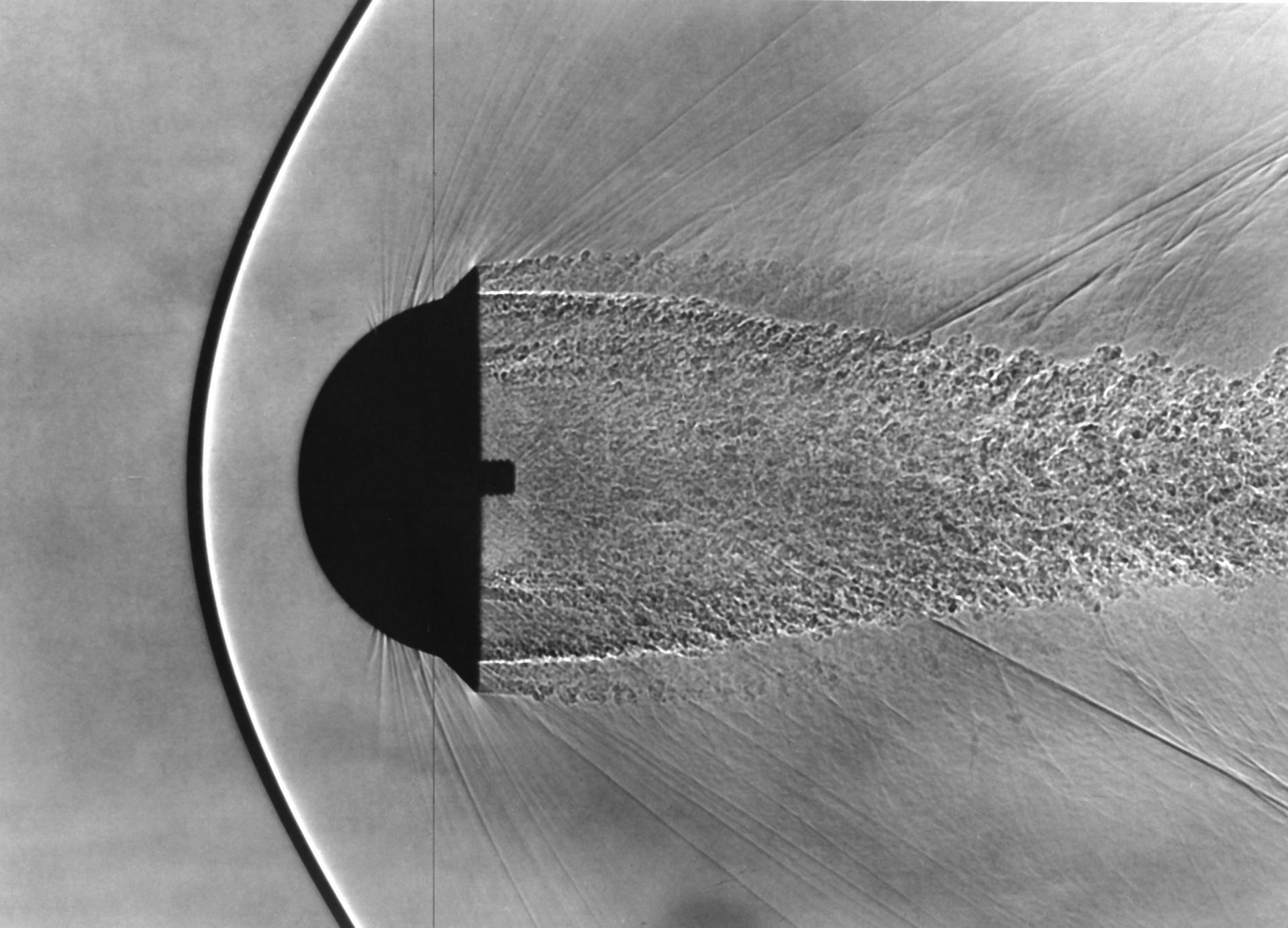 Shadowgraph of Finned Hemispherical model in free-flight