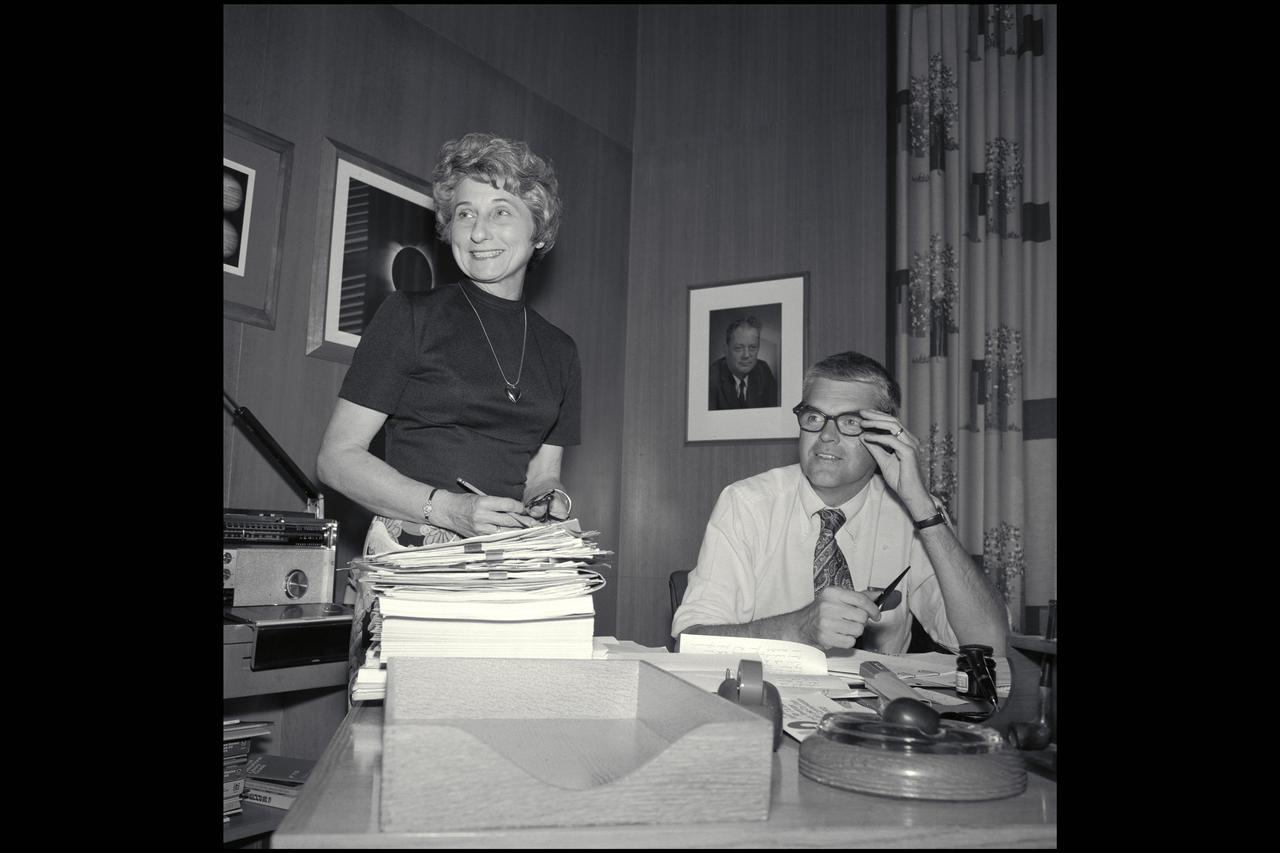 Dr Hans Mark, Ames Director in his office with his secretary Edie Watson