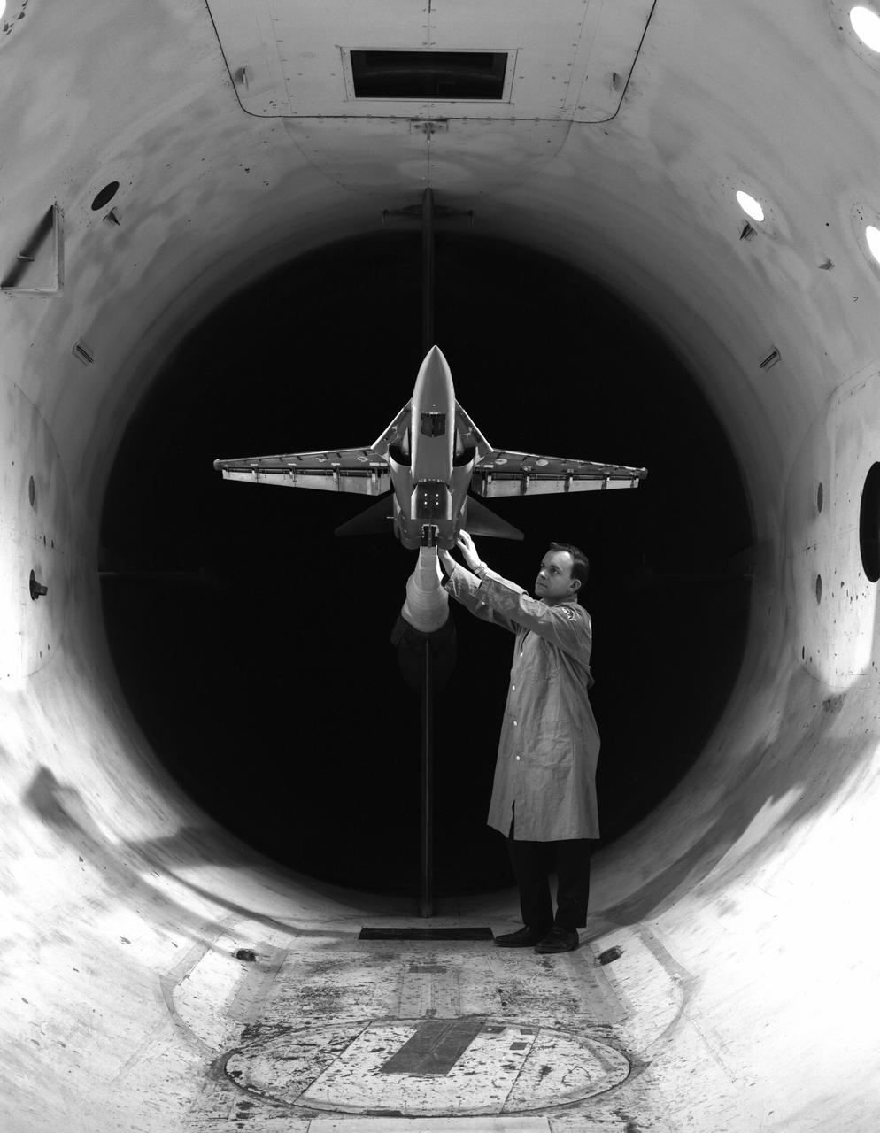 F-111 LOADS model in 12ft w.t. at Ames Research Center, Moffett Field, CA with Robert Ziesser