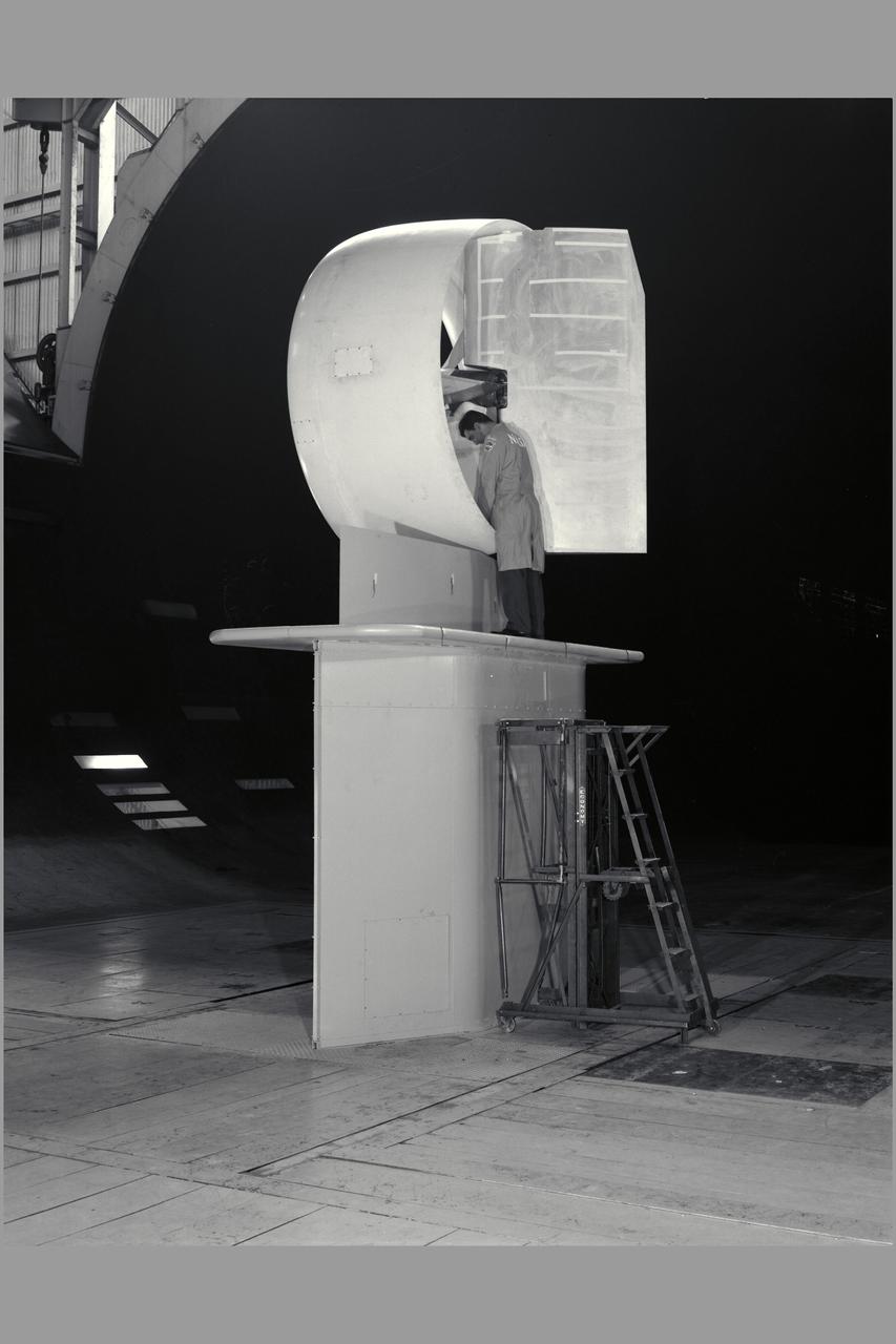 3/4 front view of full scale X-22A ducted fan model.  Chuck Greco