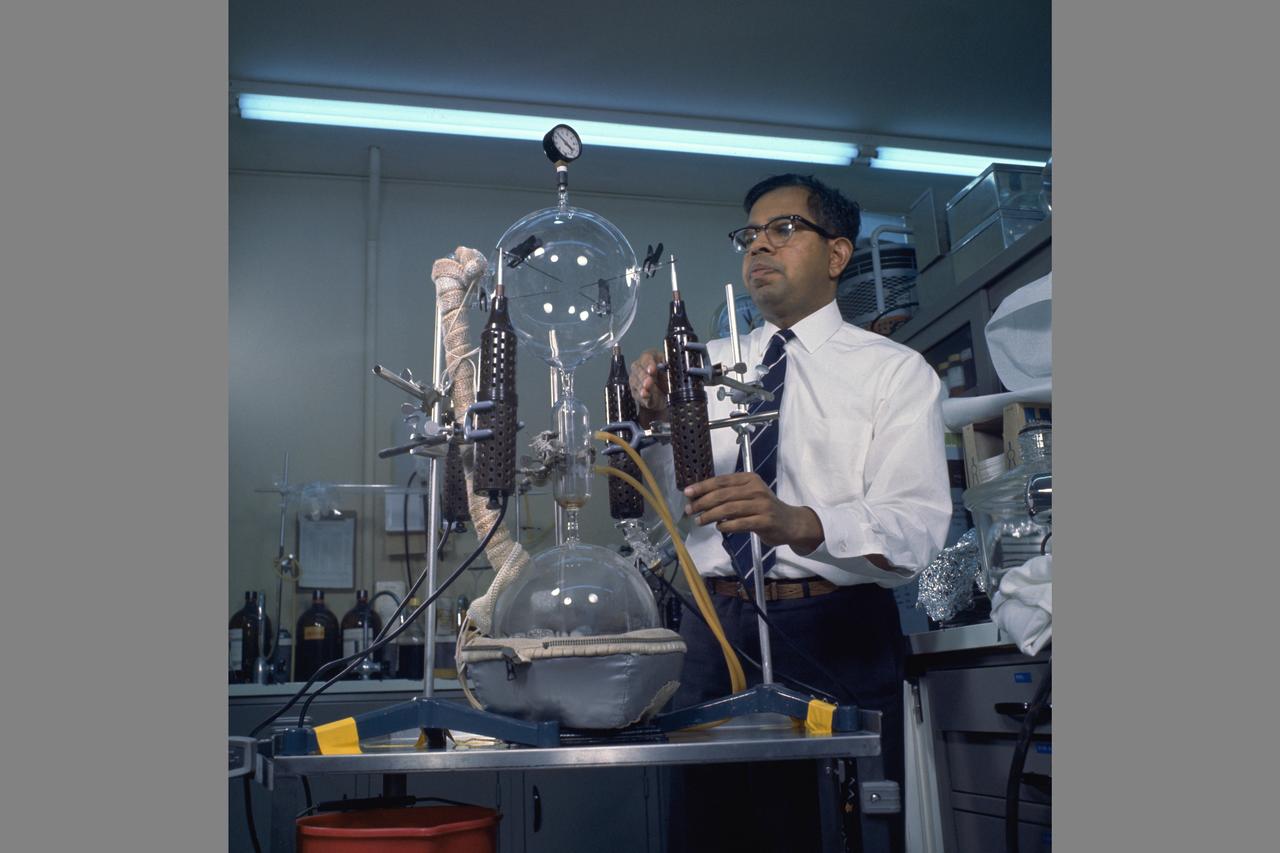 Dr. Cyril A. Ponnamperuma in Lab (Chemical Evolution Branch).  Origin of Life studies