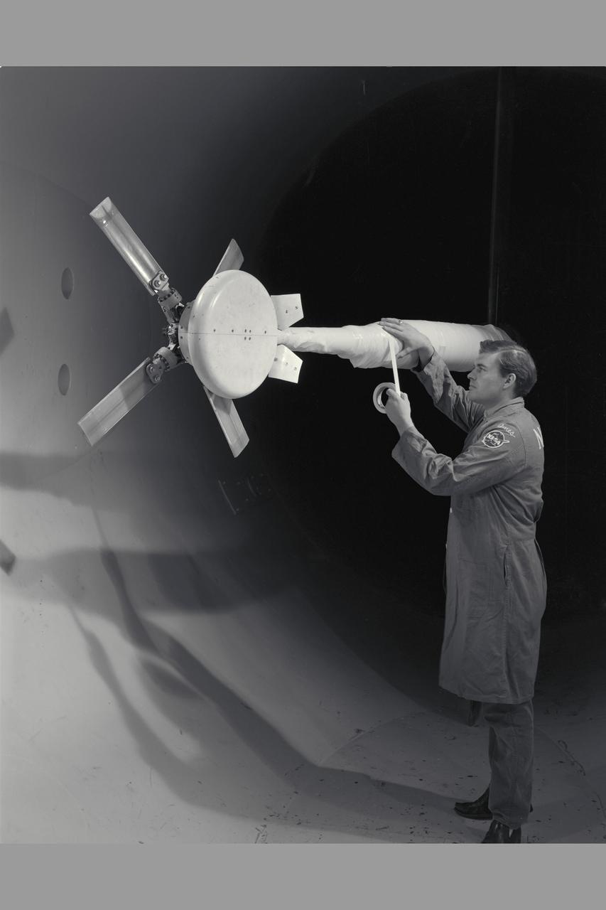 Rotor Entry Vehicle - force test in 12ft w.t. at Ames Research Center, Moffett Field, CA test-12-328 with J.J. Garber (ARO contractor)