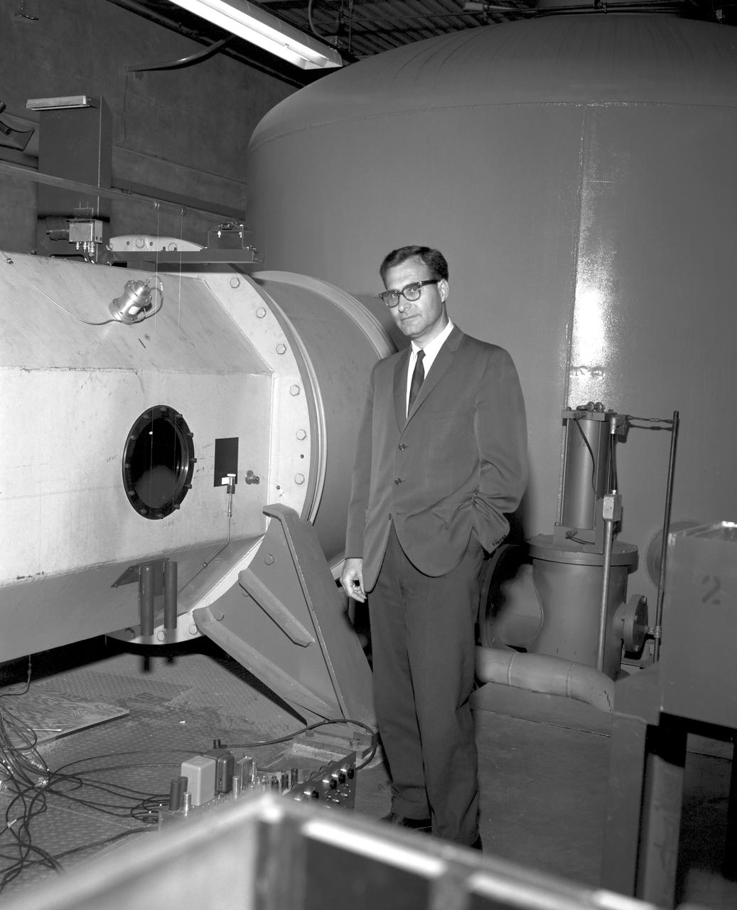 Alvin Seiff at Hypervelocity Free Flight Facility at the Ames Research Center.