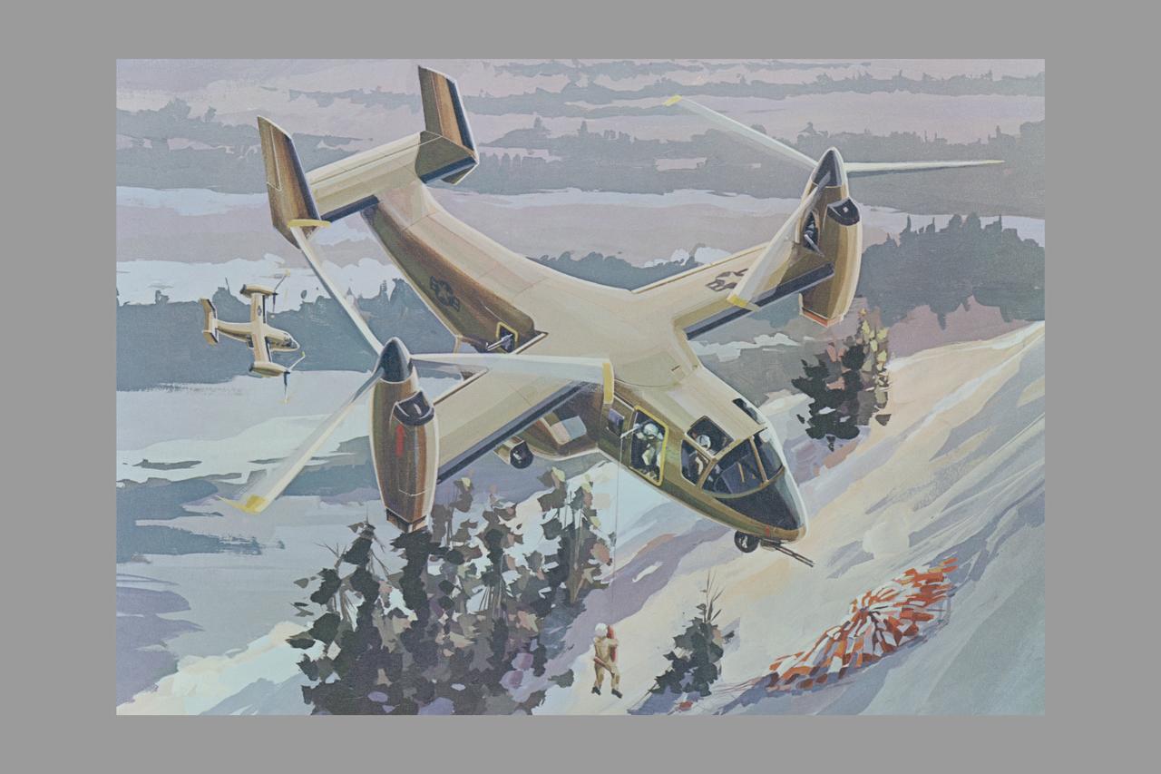 Artists' renderings of Bell XV-15 Army Configurations: Combat, Rescue and JVX