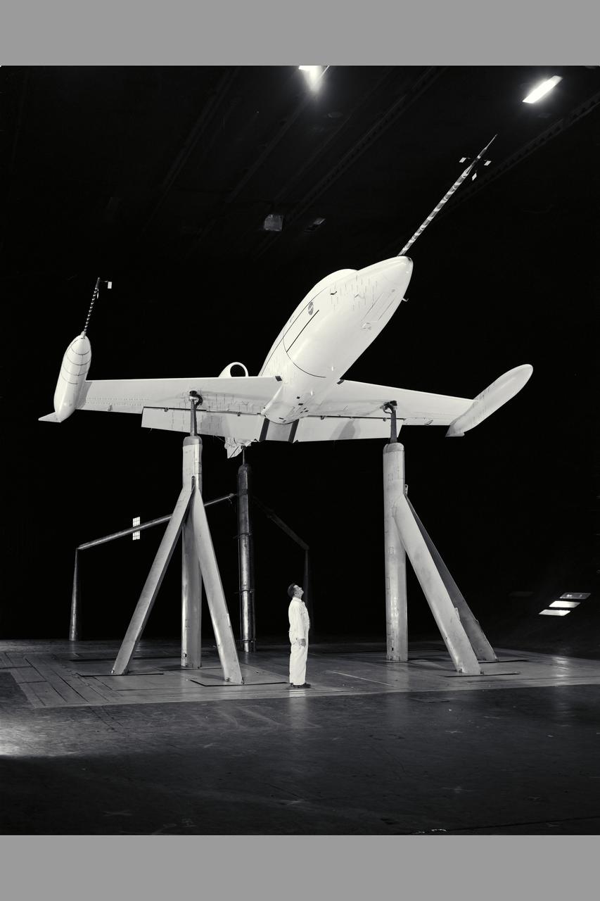 Lear Jet in 40 x 80 ft. Wind Tunnel with Ed Varrette.  Tunnel Doors Closed.