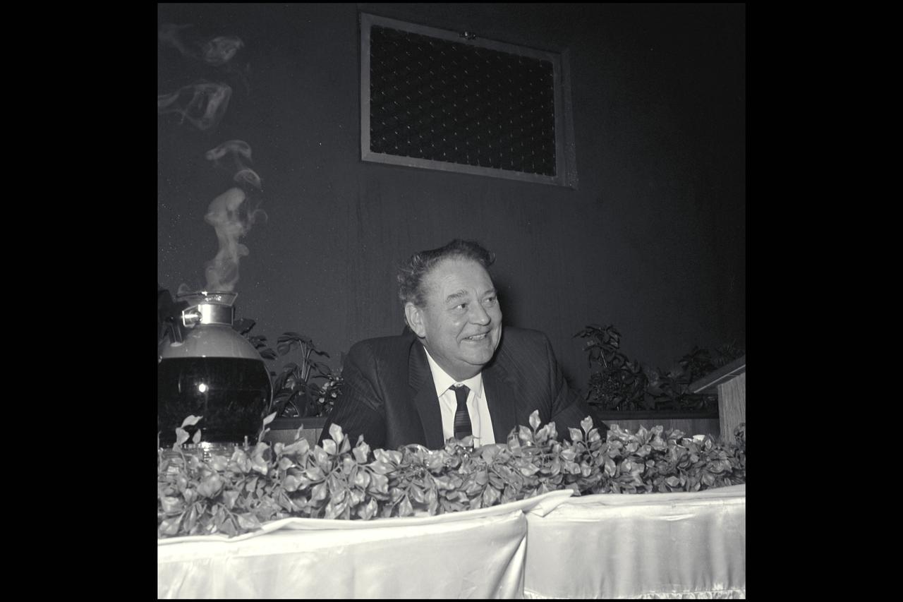 H. Julian 'Harvey' Allen at his retirement party in the hangar