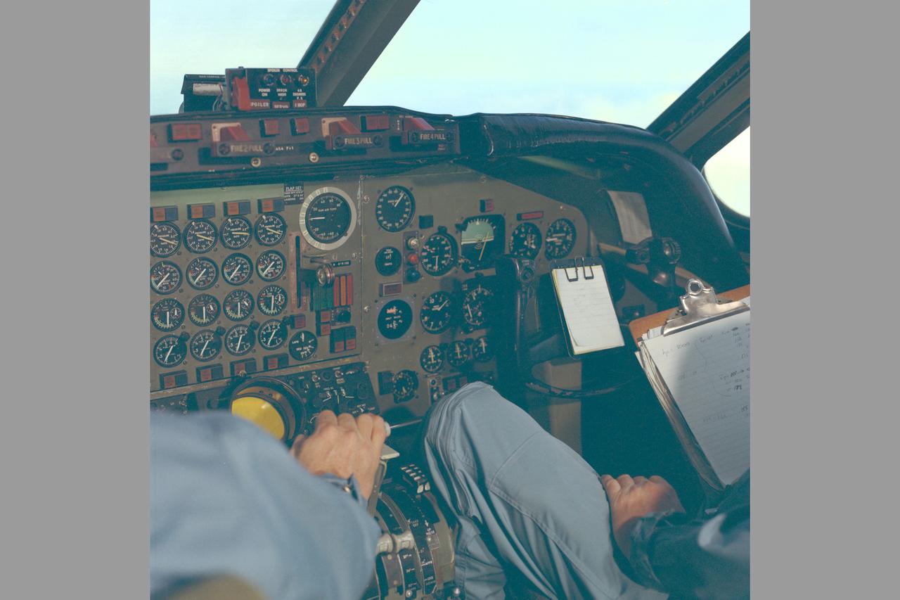Pilots in cockpit of CV-990