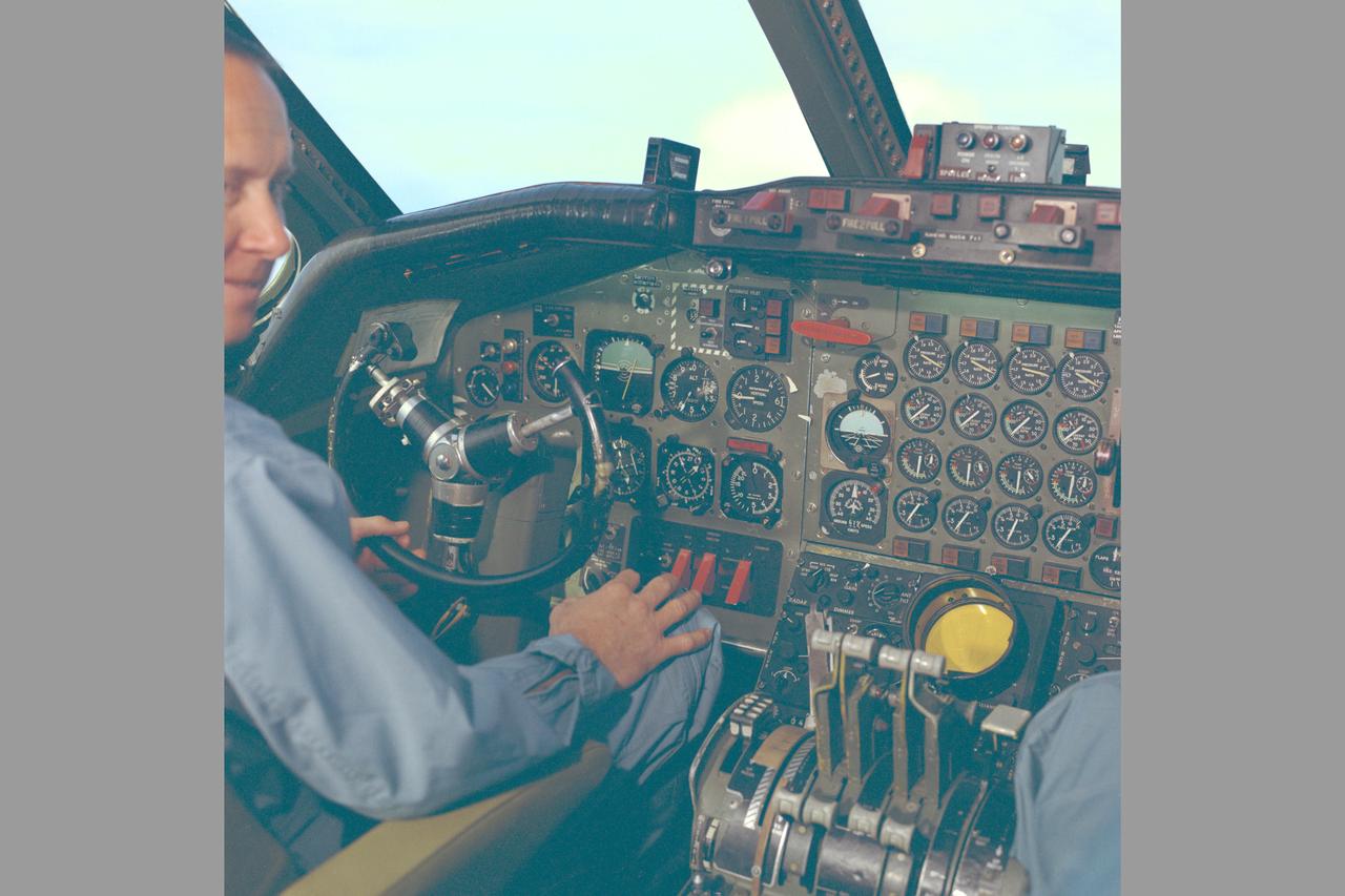 Pilot  in cockpit of CV-990