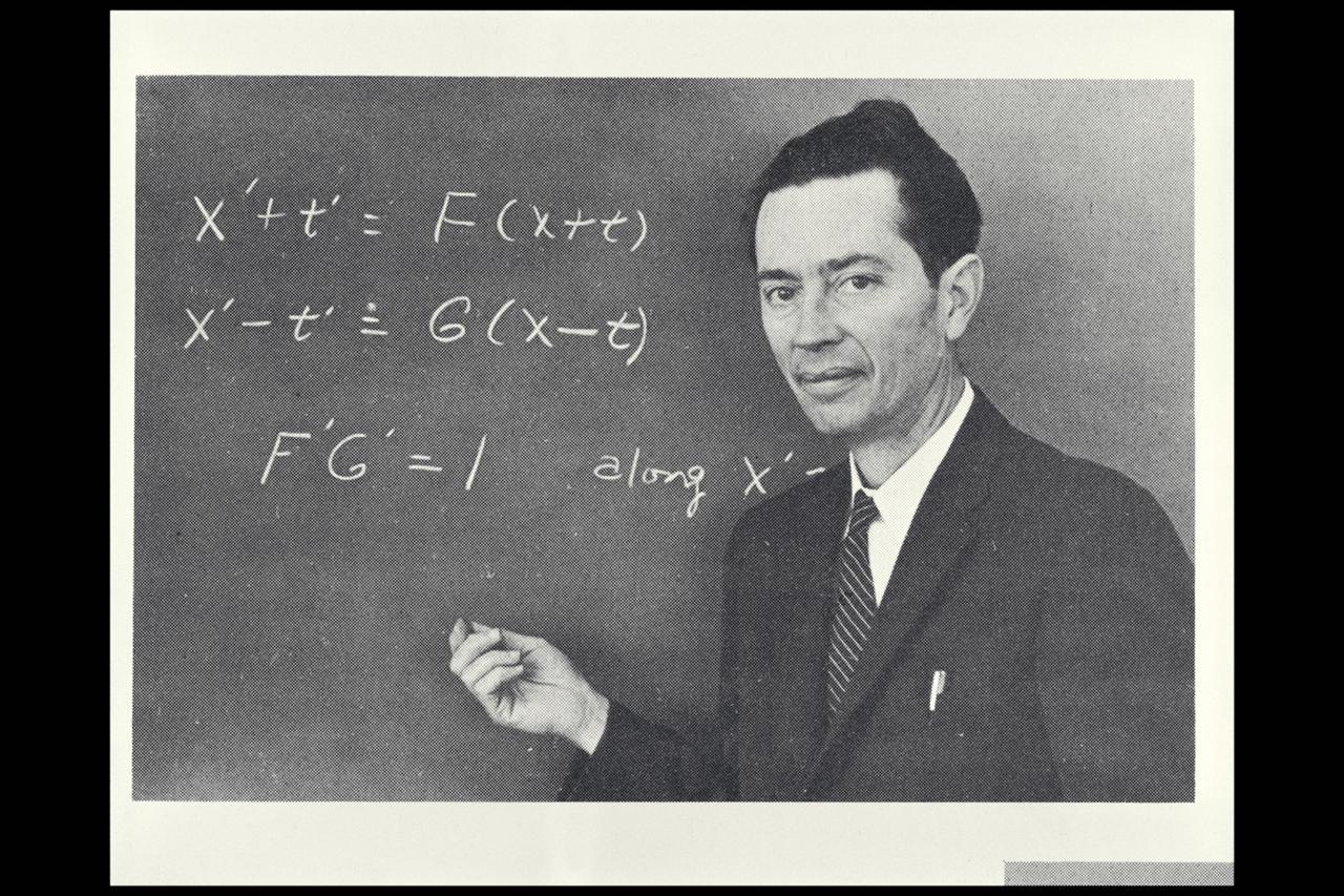 Robert T 'R.T.' Jones, theoretical aerodynamicist at blackboard