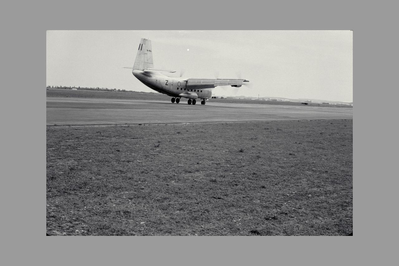 3/4 REAR VIEW OF Breguet 941 AIRPLANE; FLIGHT EVALUATION, MAY 1963.  Boundary Layer Control, STOL, and V/STOL Research.  Fig. 105 NASA SP Flight Research at Ames: 57 Years of Development and Validation of Aeronautical Technology