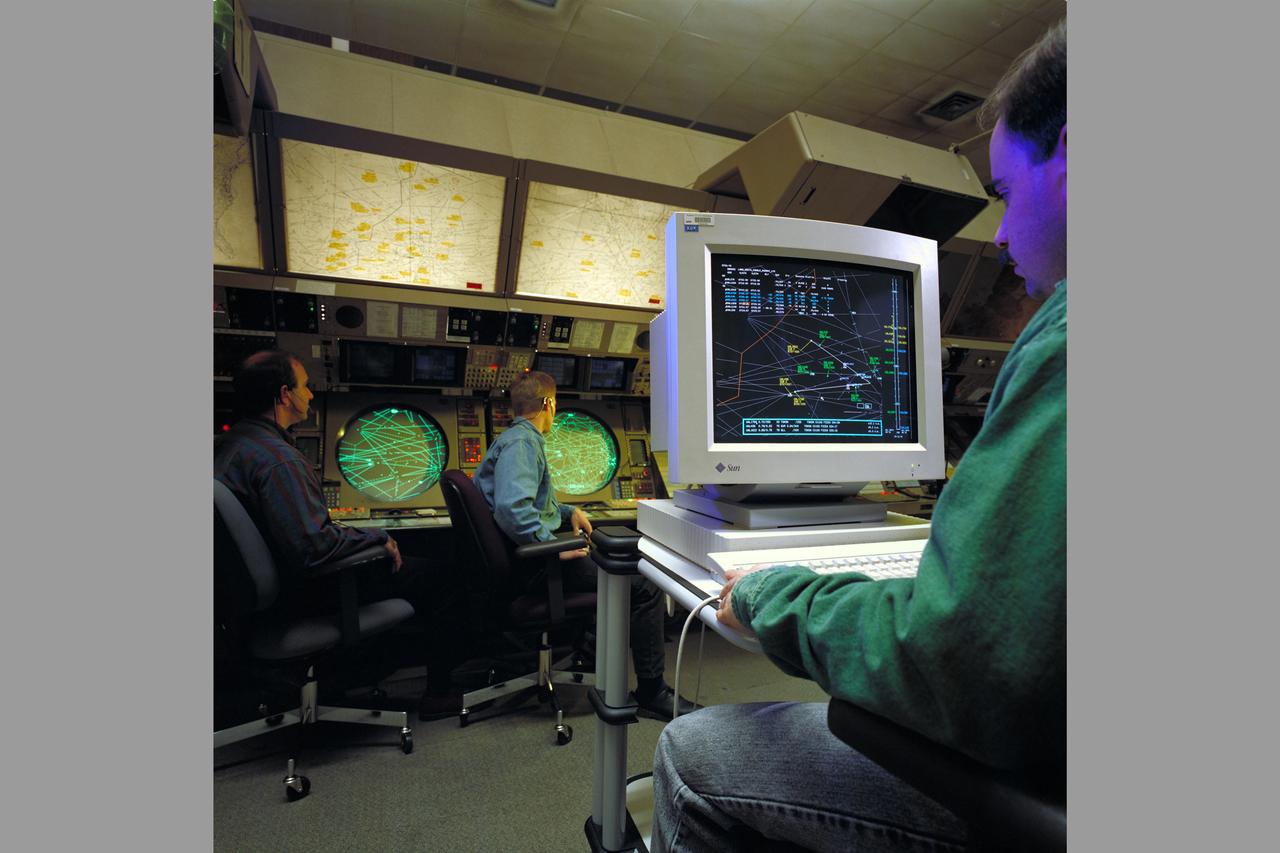 Air Traffic Control Center, Longmont, Colorado showing evaluation demonistrations of Ames CTAS System