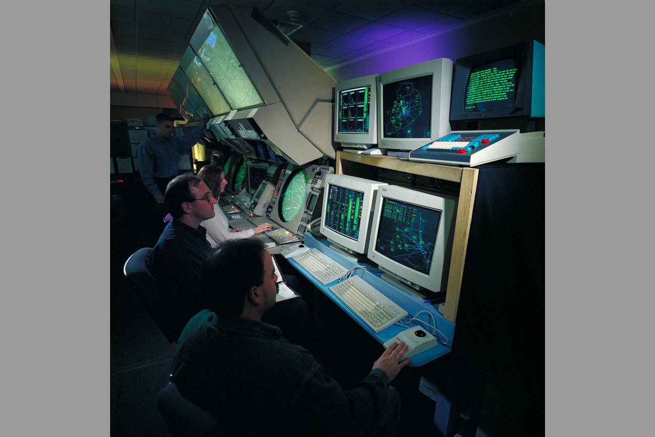 Air Traffic Control Center, Longmont, Colorado showing evaluation demonistrations of Ames CTAS System