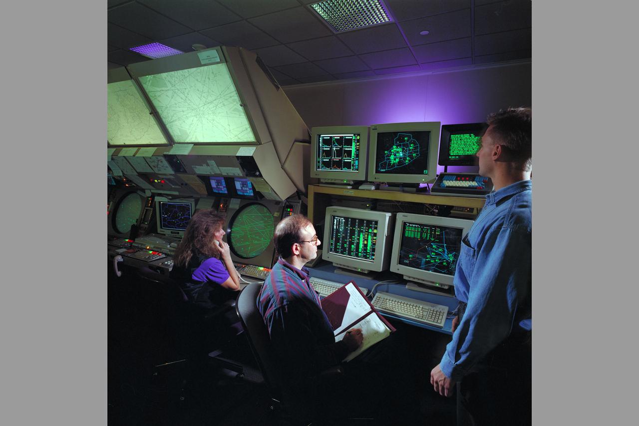 Air Traffic Control Center, Longmont, Colorado showing evaluation demonistrations of Ames CTAS System