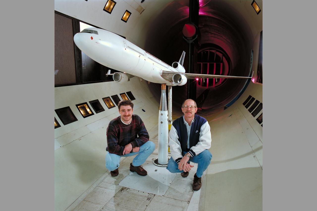 Mc Donnell Douglas MD-11 Model in Ames 12ft. W.T. with members of the MC Donnell Douglas crew (1st Non-NASA customer of the refurbished W.T.)