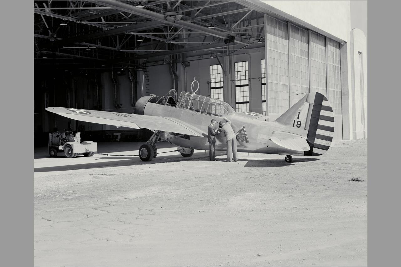 O-47A airplane arrival at Ames Aeronautical Lab The O-47A was Ames first test plane