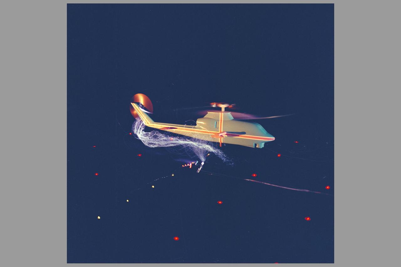 AH-1G Cobra helicopter model tail rotor flow visualization testing in 7X10ft#2 W.T. (Army tunnel - no test number)