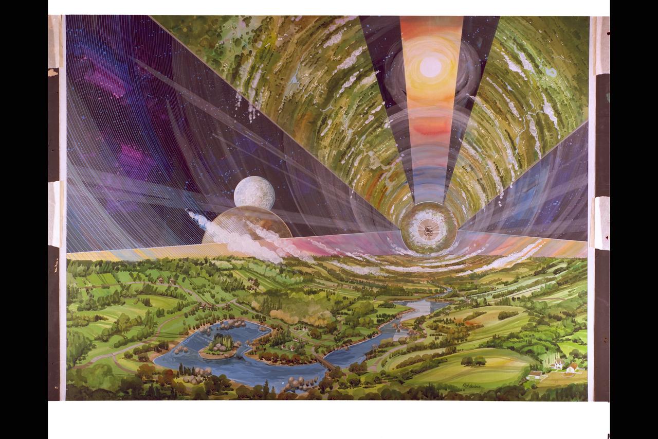 Artist: Rick Guidice interior of Torus wheel (L-5) Space Colonization Module