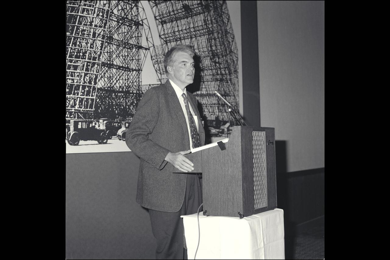Dr. Hans Mark speaks at the Federa Women's Week Luncheon held at the NAS Moffett Field Offiers Club