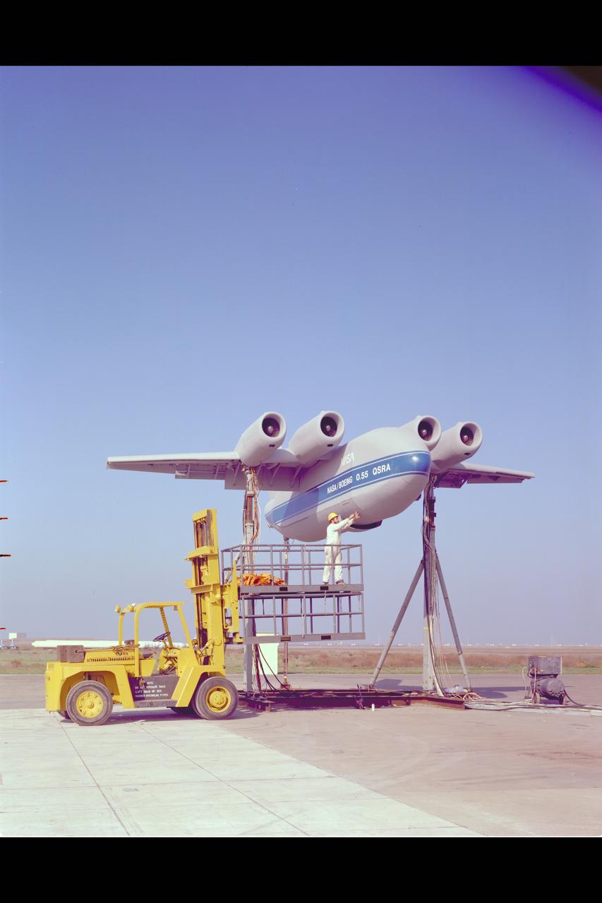 QSRA (Quiet Short-Haul Research Aircraft) S-Duct Test: Static test facility installation (Appeared on the cover of the Avaiation Week & Space Technology on March 21, 1977)
