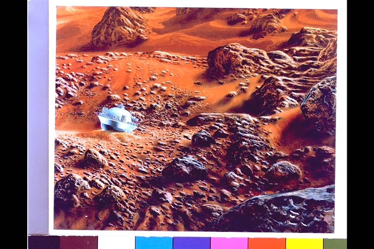 Art By Don Davis Artist's concept of one of the probes on the hot surface of Venus. Although the probes were not designed to withstand impact, there was a chance that one might survive and transmit some data from the surface. A small probe did survive and transmitted data for 67 minutes.