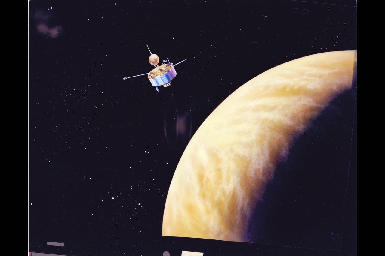Art By Don Davis Pioneer Venus orbiter in orbit around Venus