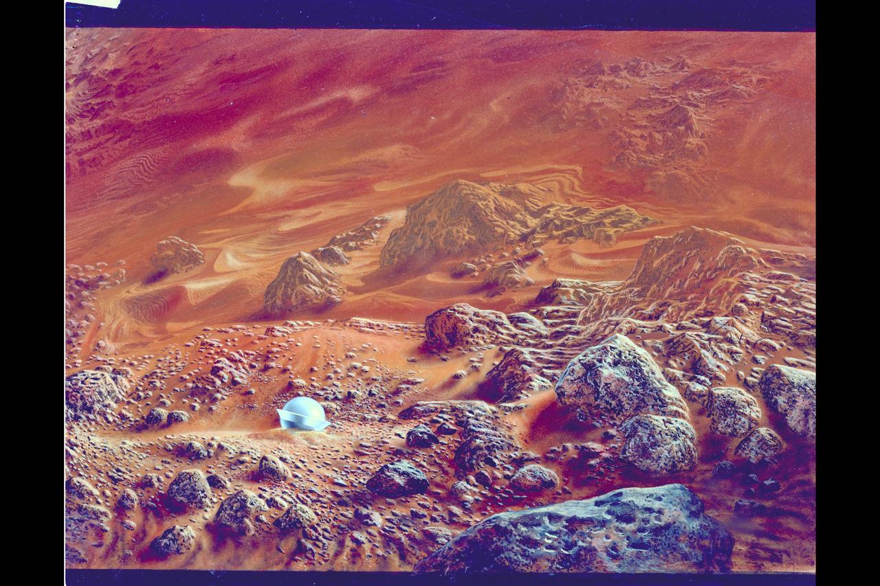 Art By Don Davis Artist's concept of one of the probes on the hot surface of Venus. Although the probes were not designed to withstand impact, there was a chance that one might survive and transmit some data from the surface. A small probe did survive and transmitted data for 67 minutes.