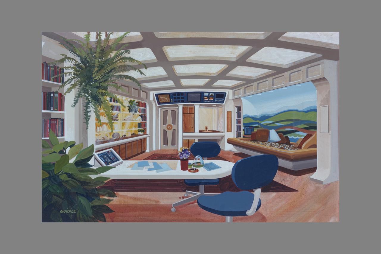 Artist: Rick Guidice Space Colonization,  Habitat on Lunar base (Artwork)