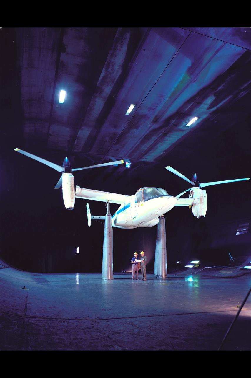 XV-15 Tiltrotor Aircraft in 40x80ft w.t. -  helicopter (take-off) mode