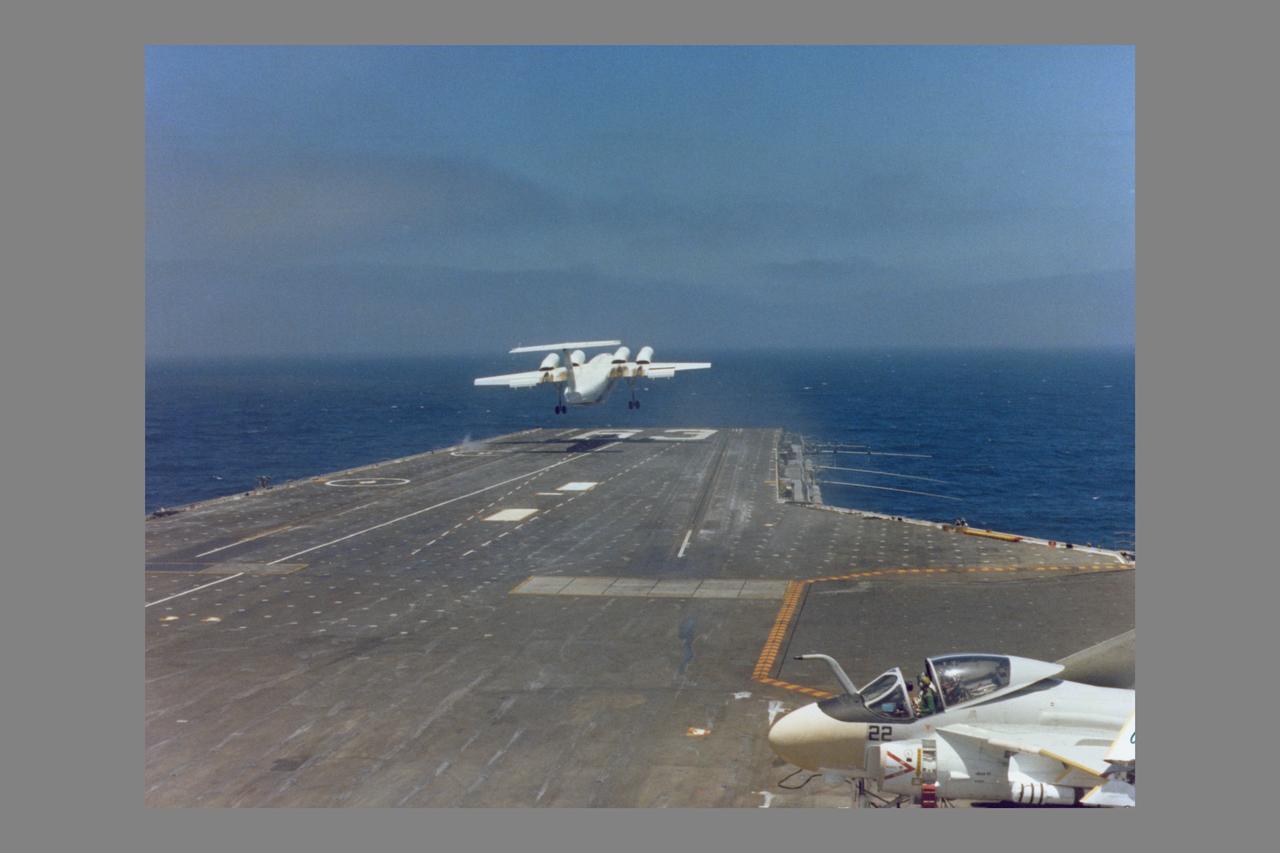 QSRA (NASA-715) takeoff and landing trials onboard the USS Kitty Hawk