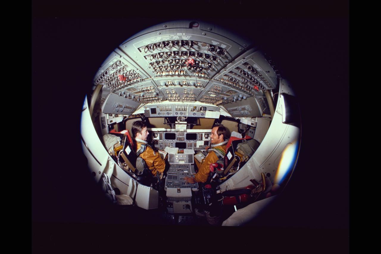 Space Shuttle Columbia at Launch Site (Cockpit crew John Young, Commander and Robert Crippen, Pilot) (ref: 80-HC-602)