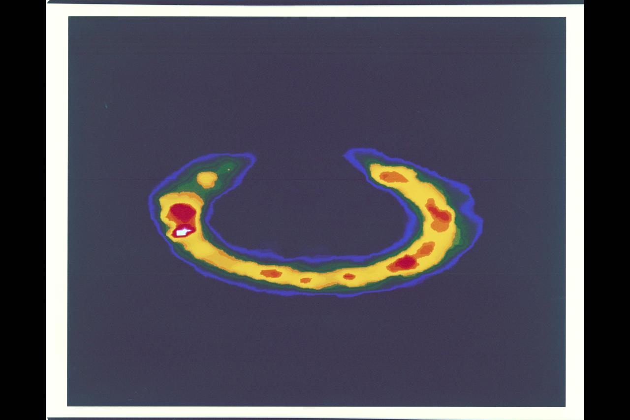 Saturn's  rings, as photographed by Voyager 2.