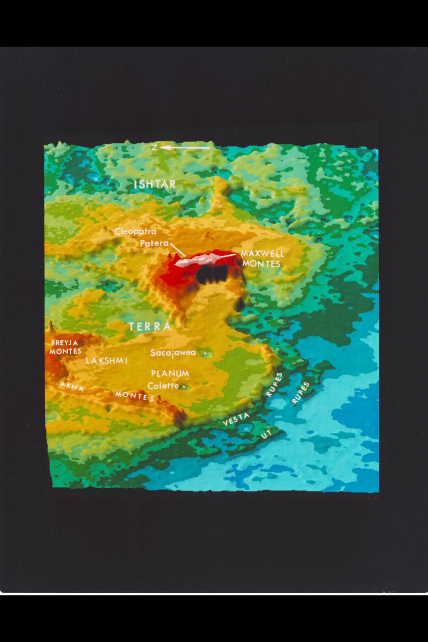 Photograph by Pioneer Venus Recent computer enchanced surface relief images of Venus.