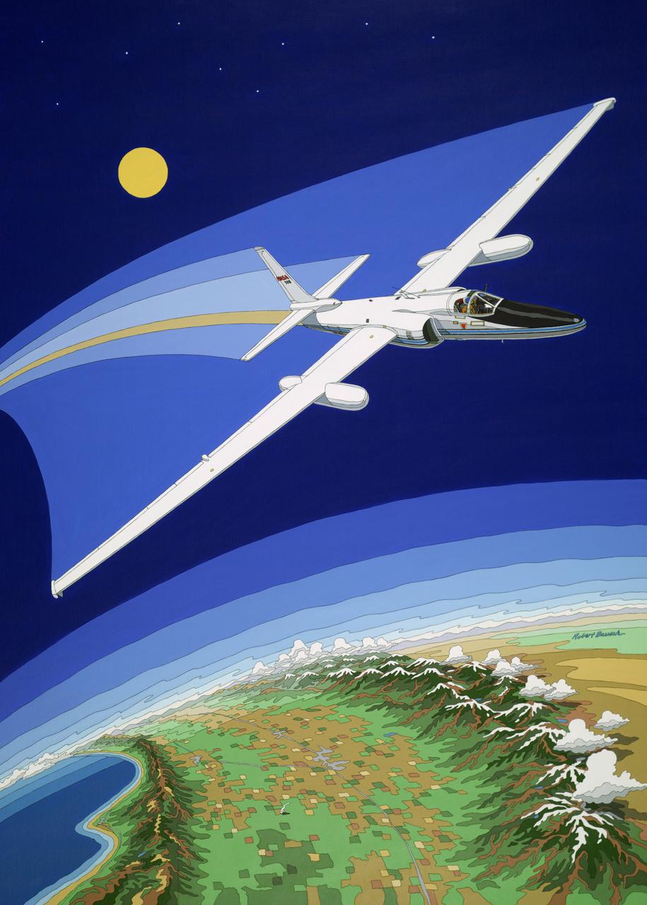 ER-2 (NASA 706) IN FLIGHT over California's Central Valley (Artwork by Robert Bausch)