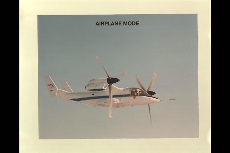 XV-15 Tilt Rotor (NASA-703) in flight at Ames Research Center Note:  Used in publication in Flight Research at Ames;  57 Years of Development and Validation of Aeronautical Technology NASA SP-1998-3300 fig 122
