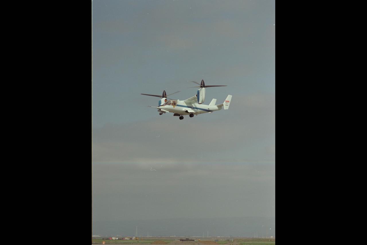 XV-15 (NASA-703) Evaluation Flight @ Ames; Above Title and Helicopter Mode