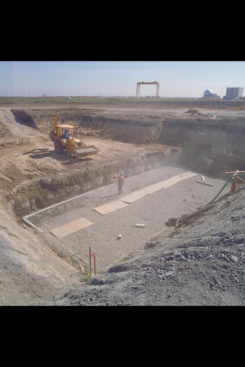 N-258 NAS (Numerical Aerodynamic Simualtion) Facility, aerials of (pre) construction site, Foundation