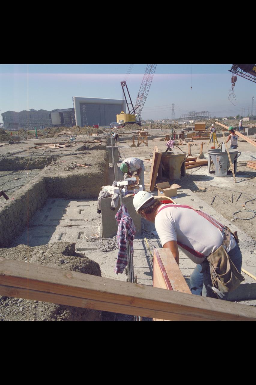 N-258 NAS (Numerical Aerodynamic Simualtion) Facility, aerials of (pre) construction site, Foundation