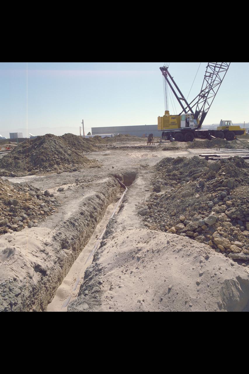 N-258 NAS (Numerical Aerodynamic Simualtion) Facility, aerials of (pre) construction site, Foundation
