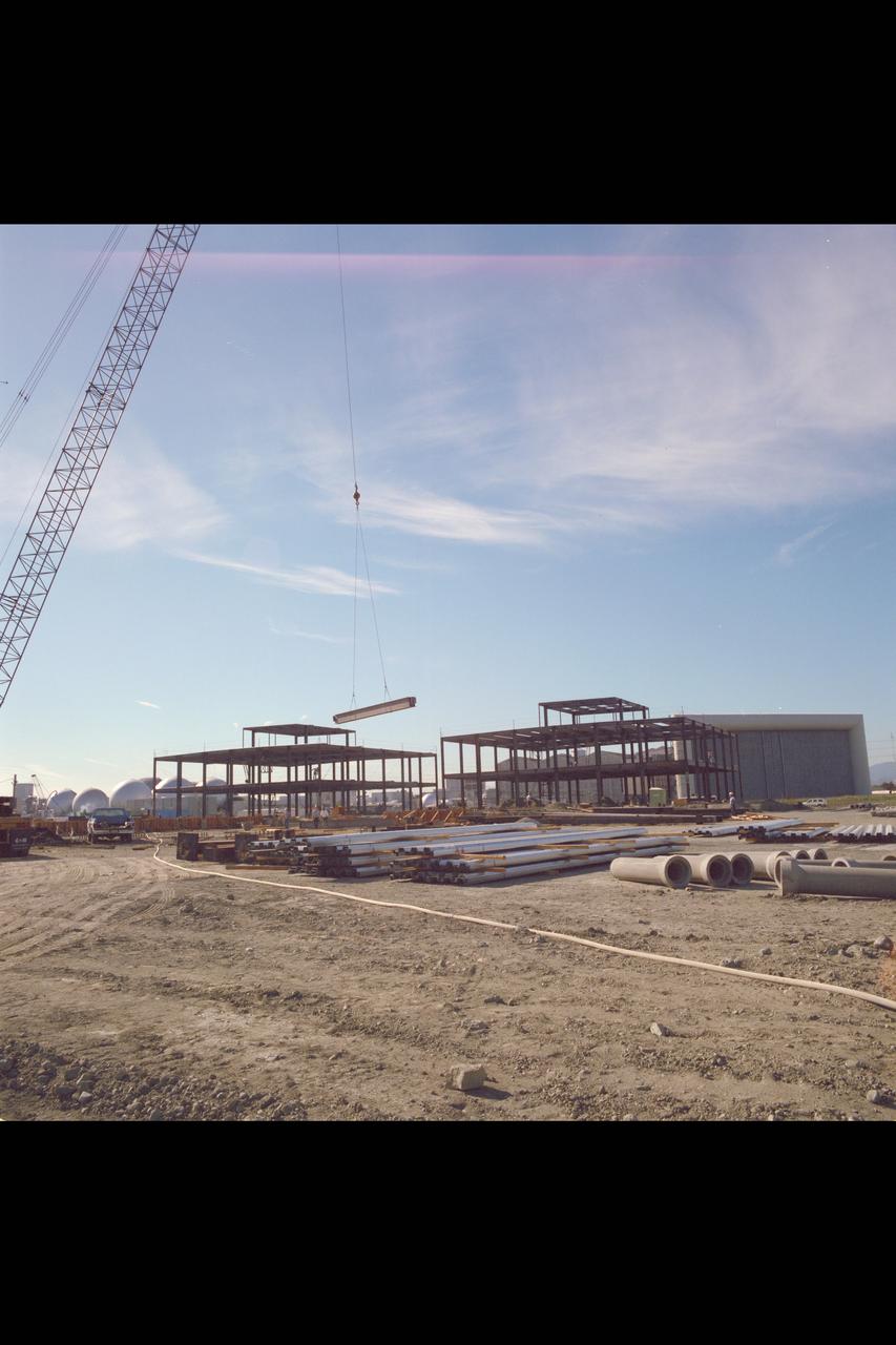 N-258 NAS (Numerical Aerodynamic Simualtion) Facility,  aerials of (pre) construction site,  Framing