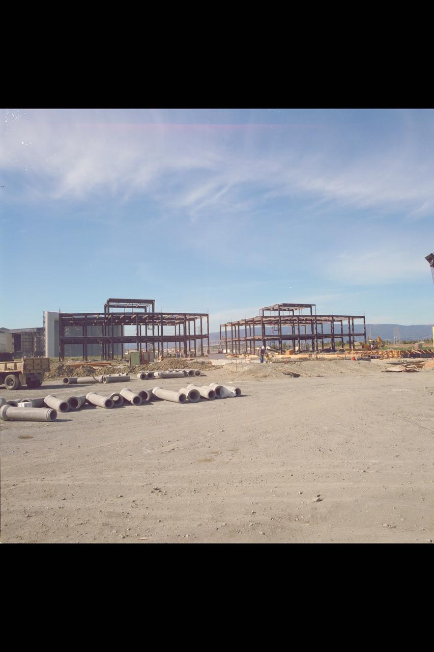 N-258 NAS (Numerical Aerodynamic Simualtion) Facility,  aerials of (pre) construction site,  Framing