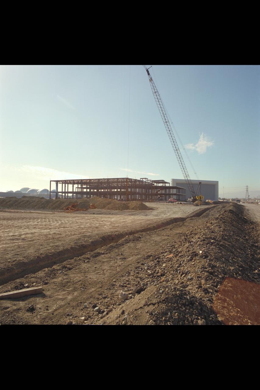 N-258 NAS (Numerical Aerodynamic Simulation) Facility, Roof Top Aerials of construction site, framing