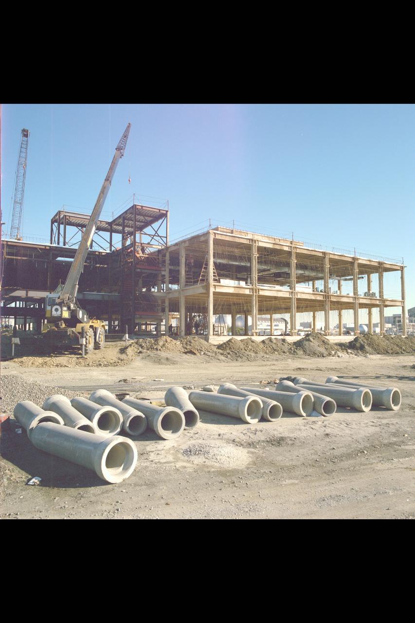 N-258 NAS (Numerical Aerodynamic Simulation) Facility,Roof Top Aerials of construction site, framing