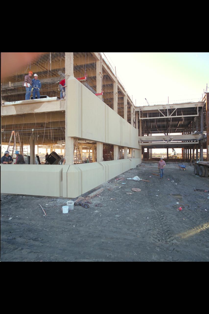 N-258 NAS (Numerical Aerodynamic Simulation) Facility,Roof Top Aerials of construction site, Interior, framing