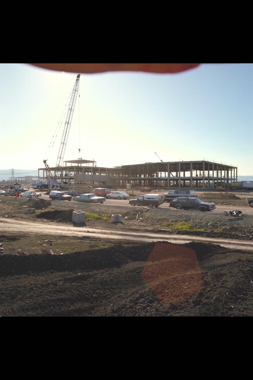 N-258 NAS (Numerical Aerodynamic Simulation) Facility, Roof Top Aerial of Construction Site, Framing