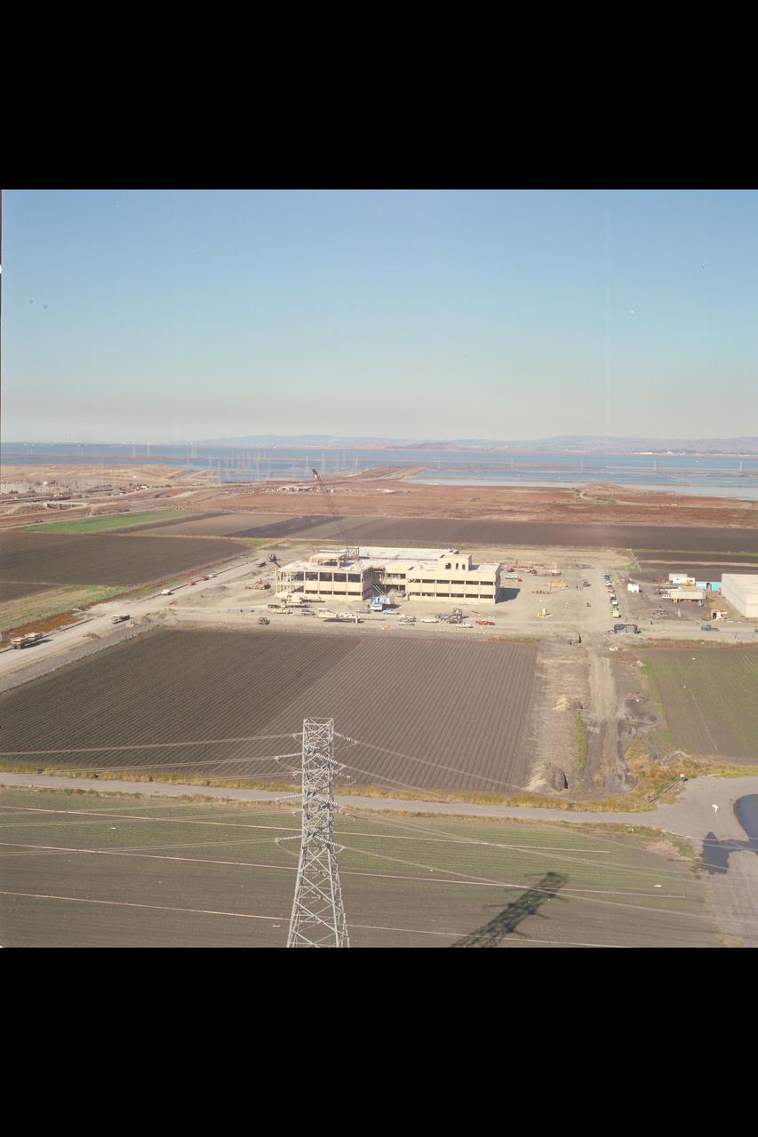 N-258 NAS (Numerical Aerodynamic Simulation) Facility, Roof Top Aerial of Construction Site, Framing
