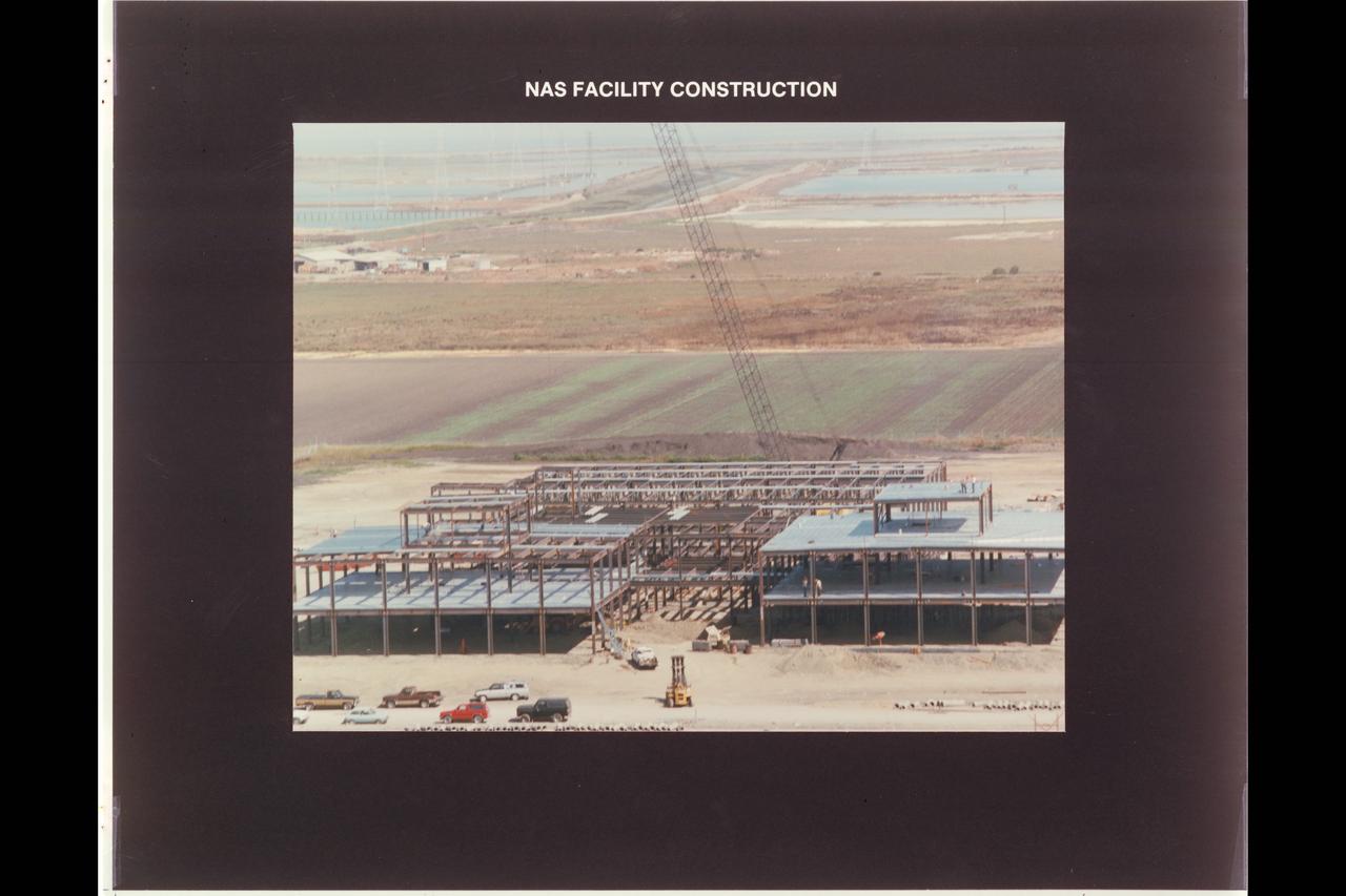 N-258 NAS (Numerical Aerodynamic Simulation) Facility, Roof Top Aerial of Construction Site, Framing