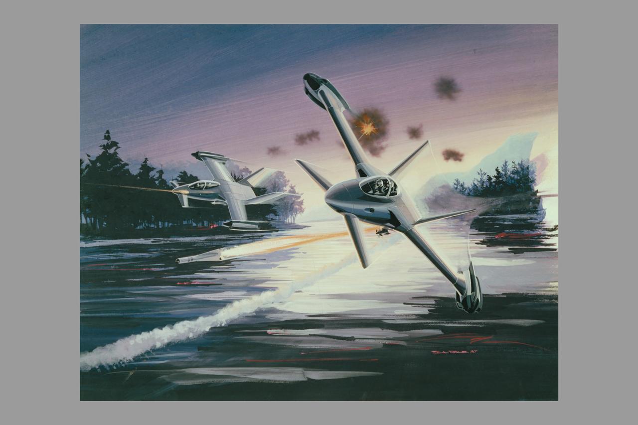 Artwork: Bell Textron Co. Bell Textron Tilt Rotor folding swept wing and Forward Swept Wing Configurations (Bell-030355 Military High Speed Tilt Rotor)